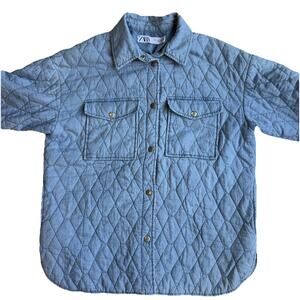 Quilted Jacket chambray shacket womens Blue (xsmall) oversize minimalist Zara